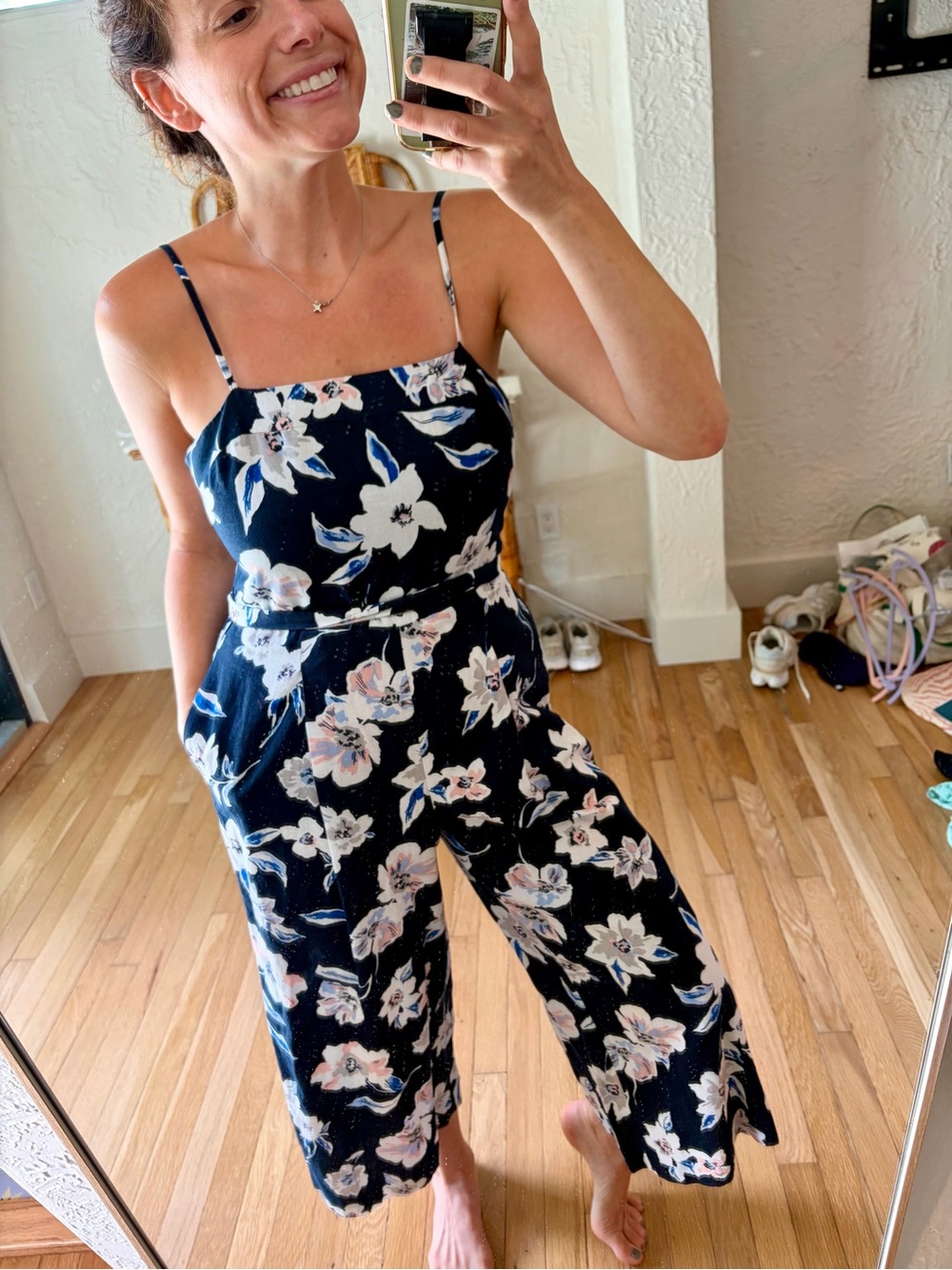 Banana Republic Linen Blend Floral Wide Leg Jumpsuit | Size 2